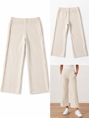 Frank & Eileen Pale Blush Wide Leg Lounge Pants Raw Edge Cropped